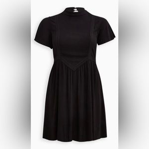 Torrid Mock Neck Skater Dress - Gauze